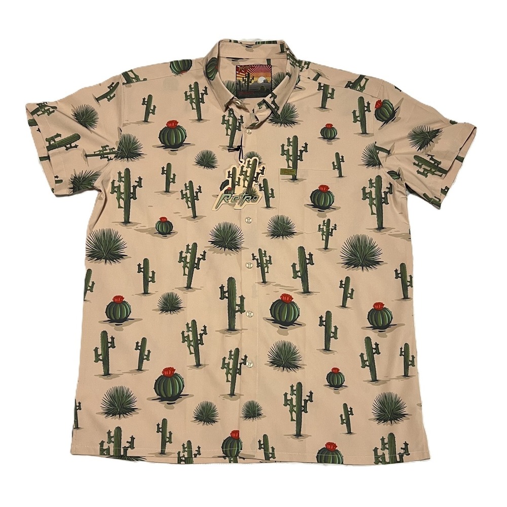 NWT Tactical Western Resort-style Retro Rifle Homeland Tan Button-down Shirt 2XL